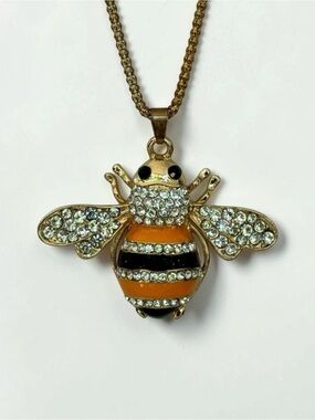 Betsey Johnson Gold-Tone Crystal Bee Pendant Necklace